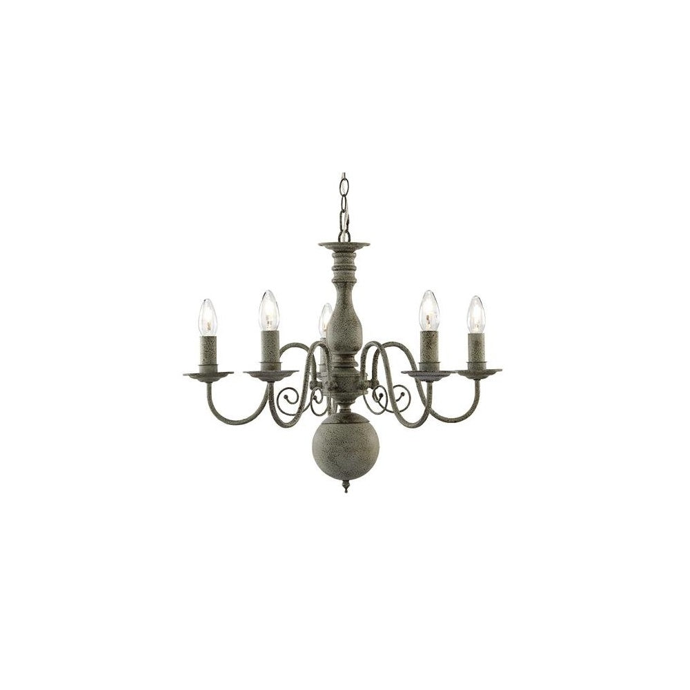 Greythorne Stylish 5 Light Ceiling Chandelier In Textured Grey Finish 2265-5GY