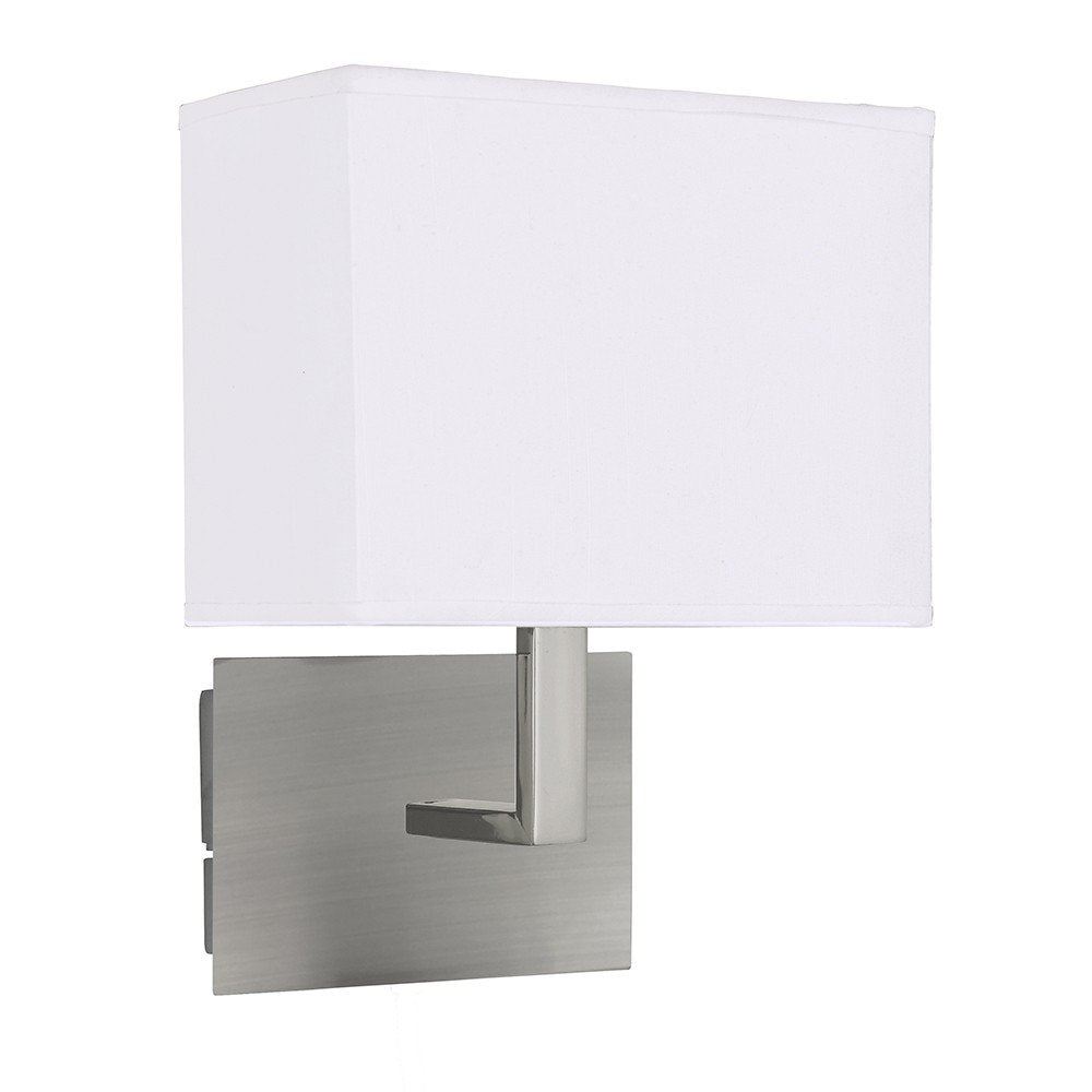 Modern Satin Silver Wall Light with Fabric Shade - 5519SS
