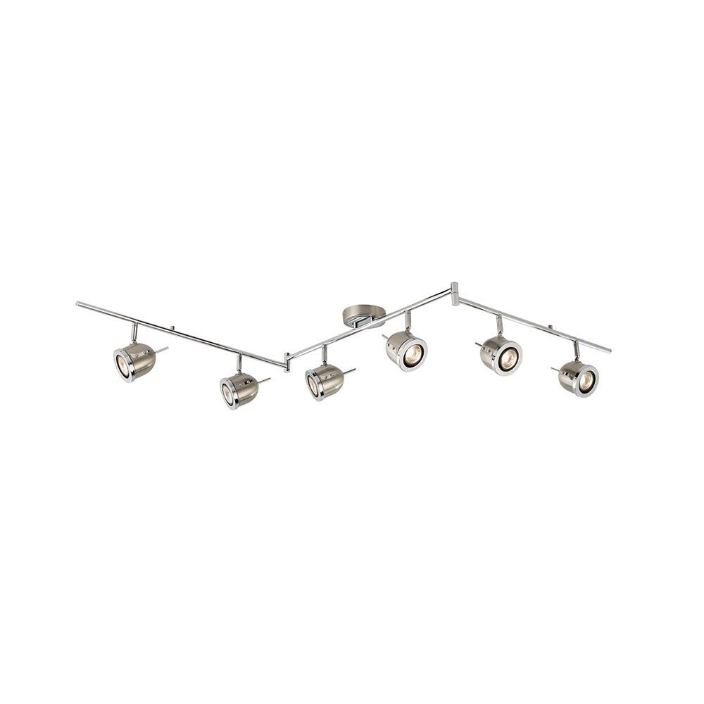 Palmer Adjustable 6 Light Ceiling Bar Spotlight In Chrome And Satin Silver 4926SS