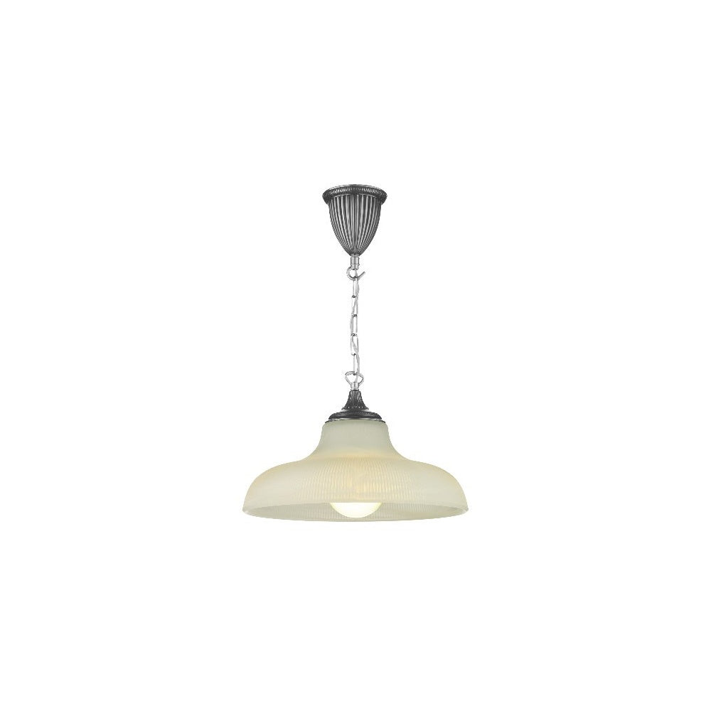 Badger Ceiling Pendant Light In Pewter Finish And Alabaster Satin Glass BAD0167
