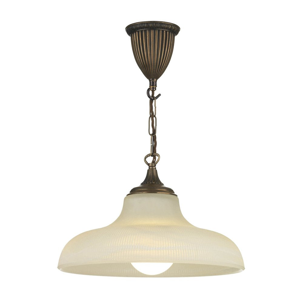 Badger Ceiling Pendant Light In Bronze Finish With Alabaster Satin Glass BAD0163