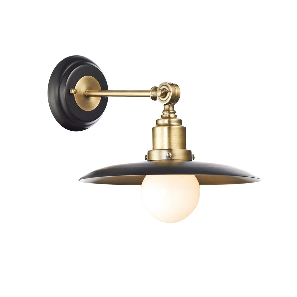 Hannover Retro Style Wall Light In Antique Brass And Black Finish HAN0754