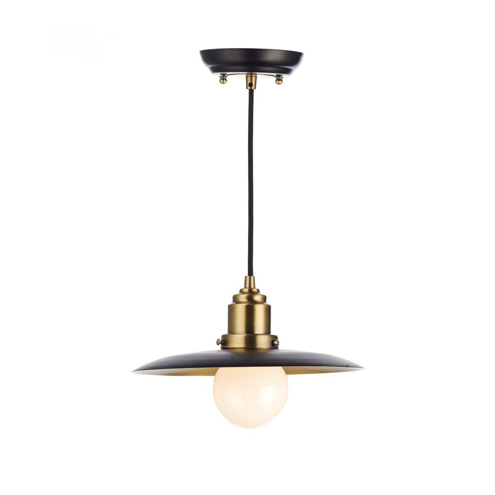 Hannover 1 Light Ceiling Pendant Light Antique Brass and Black HAN0154