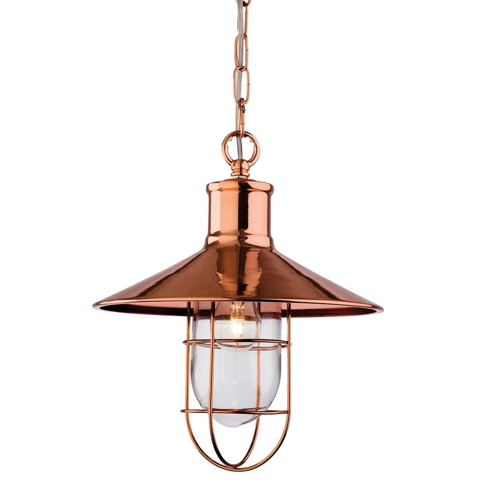 Crescent 1 Light Hanging Ceiling Lantern in Copper Finish 2306CP