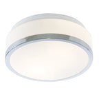 Modern Flush Chrome Ceiling Light with Opal Glass - 7039-28CC