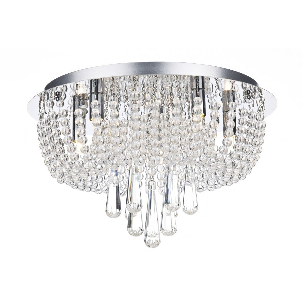 Saigon 5 Light Chrome And Crystal Ceiling Flush Light SAI5450