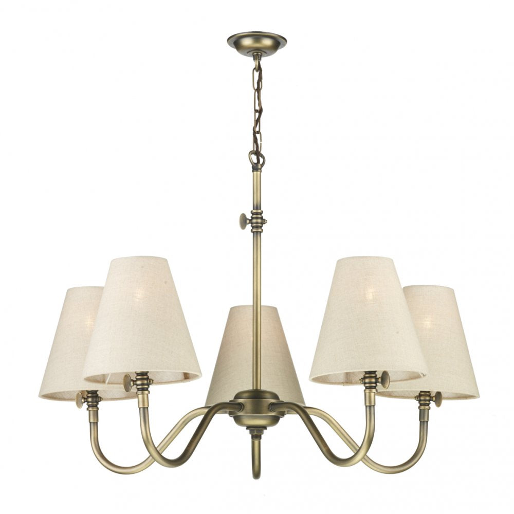 Hicks 5 Light Brass Pendant with Shades HIC0575 + HIC26