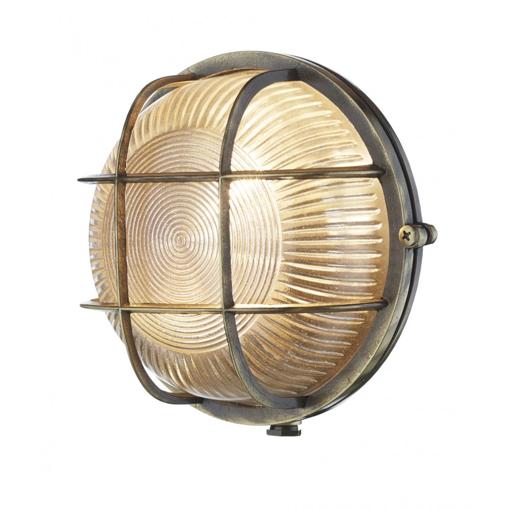 Admiral Antique Brass Round Outside Wall Light IP64 ADM5075