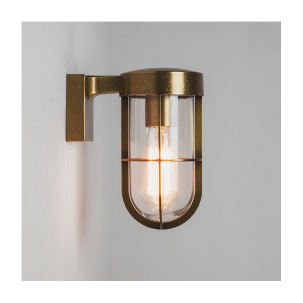 Cabin Contemporary Outdoor Wall Lantern in Antique Brass Finish 1368003