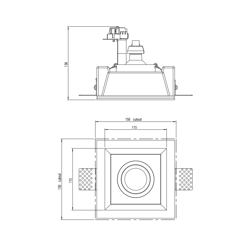 Blanco Square Adjustable Downlight in Plaster Finish 1253007