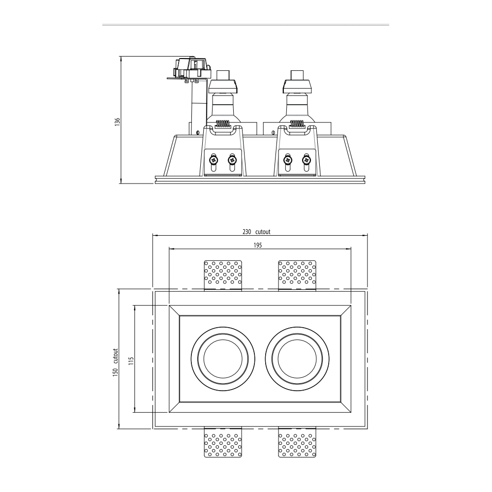 Blanco Twin Adjustable Downlight in Plaster Finish 1253006