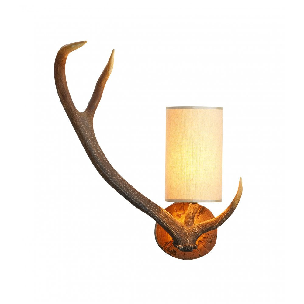 Antler 1 Light Rustic Left Hand Wall Bracket with shade - ANT0729L