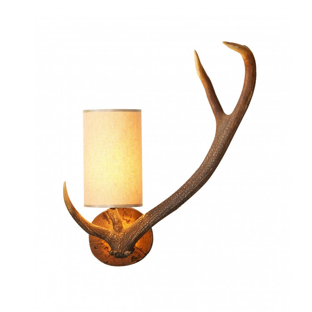 Antler 1 Light Rustic Right Hand Wall Bracket with shade - ANT0729R