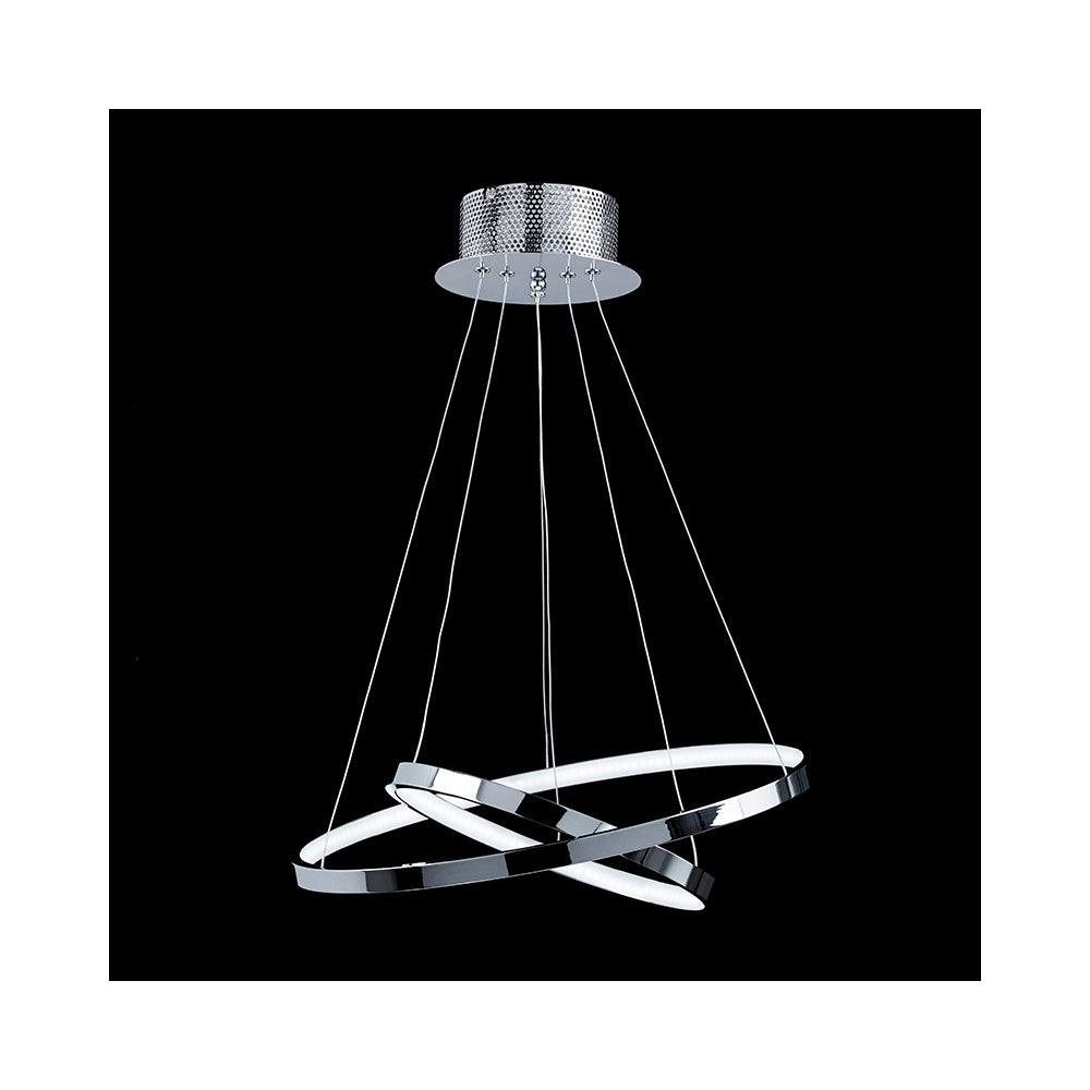 Kline Modern LED 2 Ring Ceiling Pendant Light in Chrome Finish KLINE-2CH