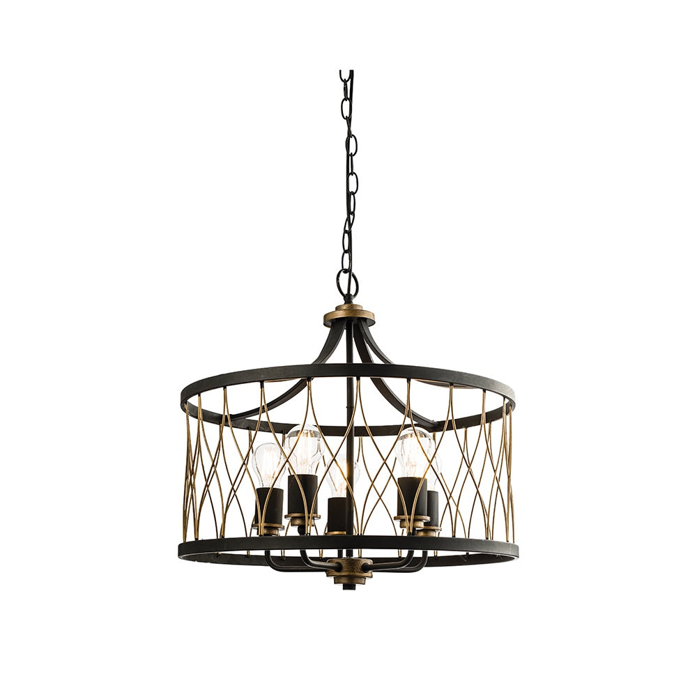 Heston Ceiling Pendant Light in Black and Rustic Bronze Finish 61498