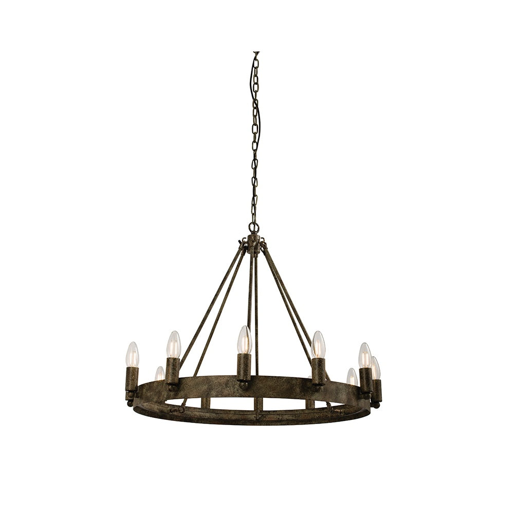 Chevalier 12 Light Aged Metal One Tier Ceiling Pendant Light 61026