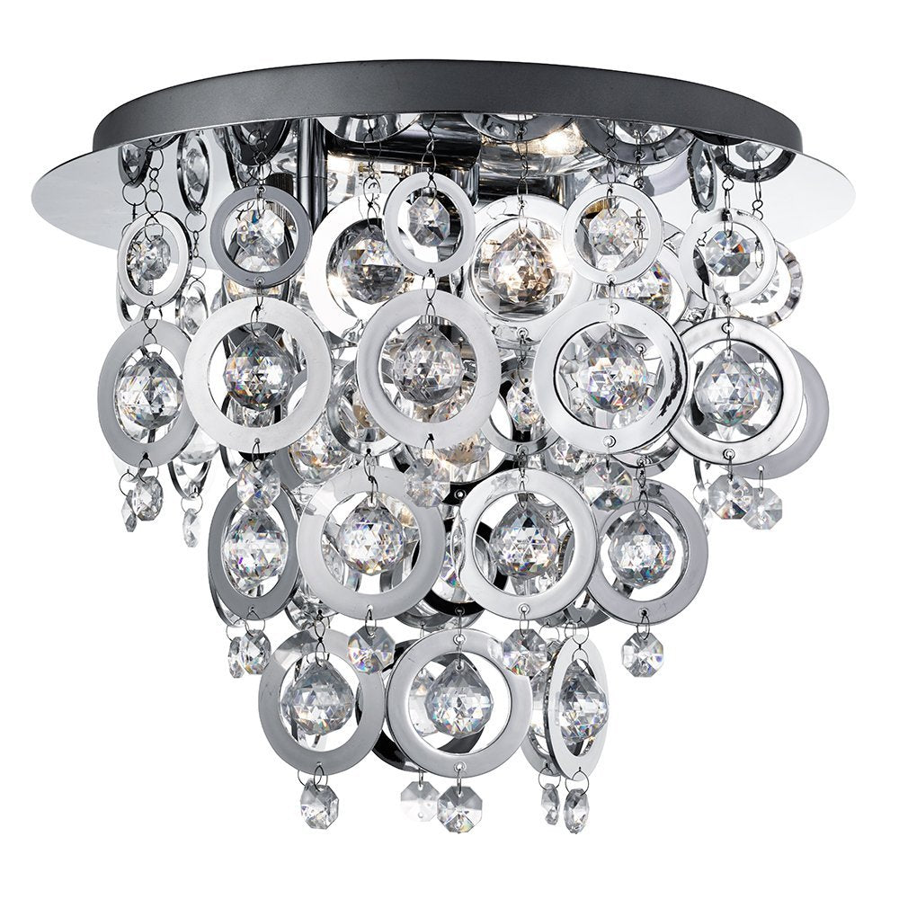 0573-3CC Modern Nova Loop and Ball Flush Ceiling Light in Chrome