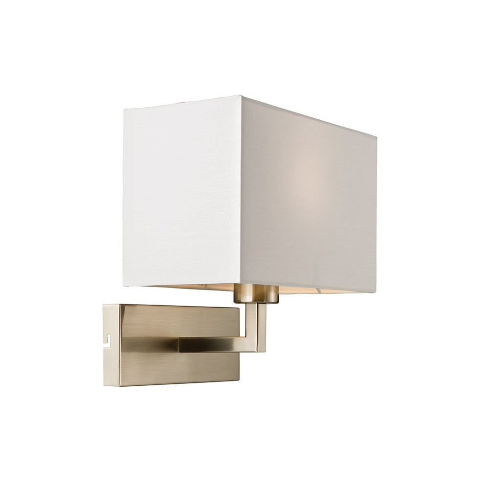 Piccolo Wall Light in Satin Nickel Finish with White Cotton Shade 61604