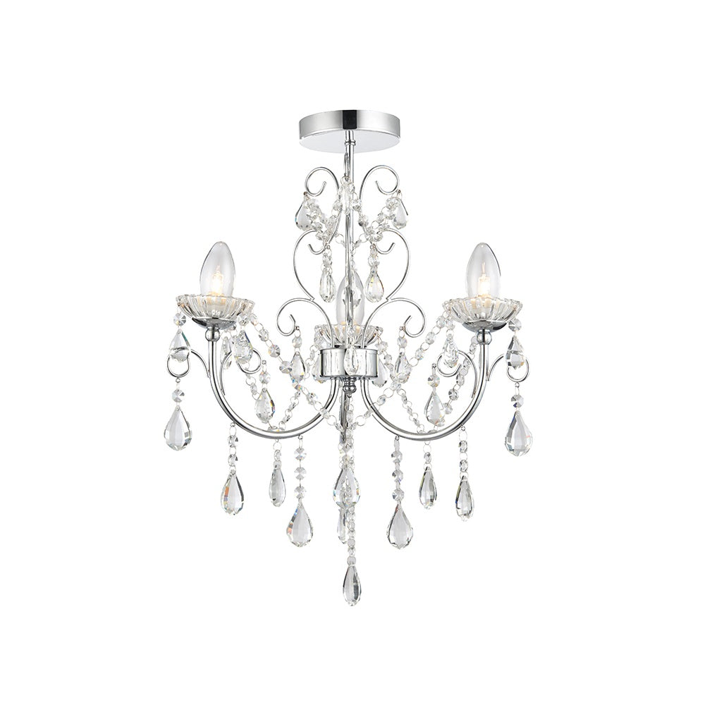 Tabitha Crystal Glass Bathroom Semi Flush Ceiling Light in Chrome Finish 61251