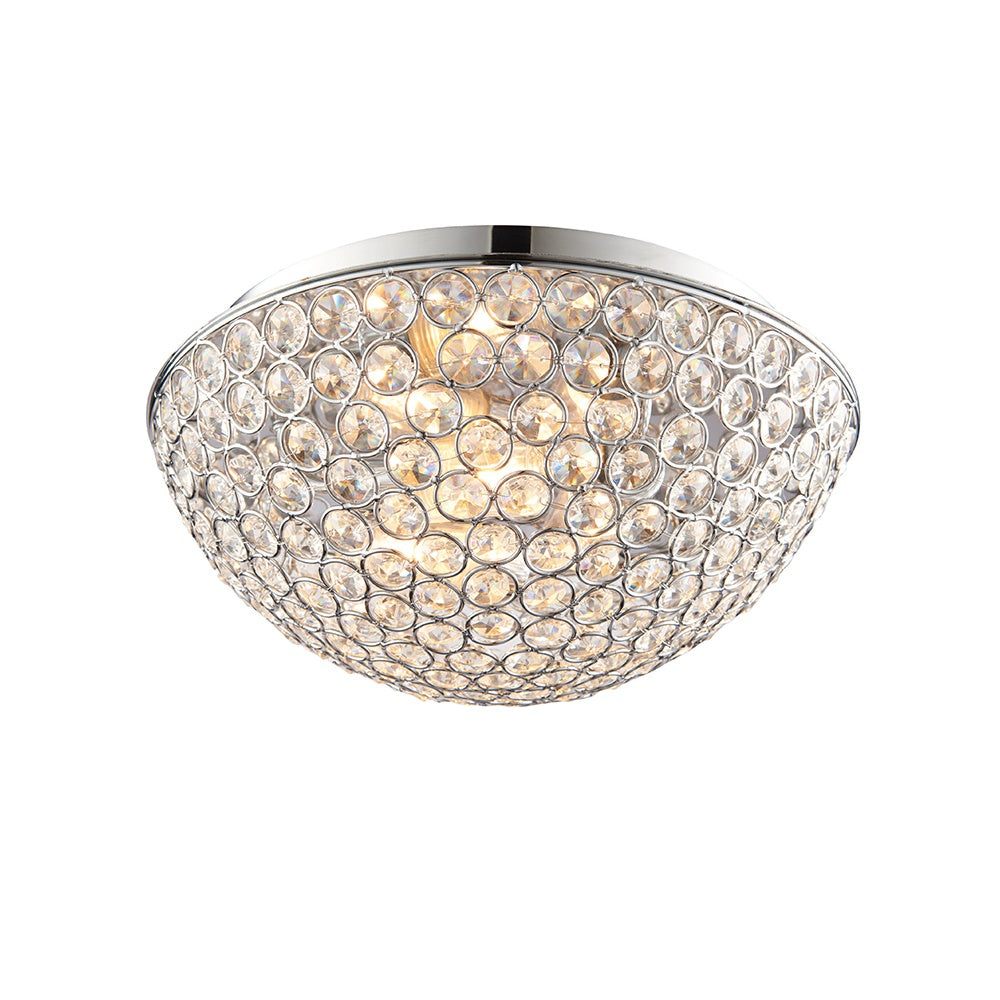 Clear Crystal Bathroom Flush Ceiling Light in Chrome Finish 60103