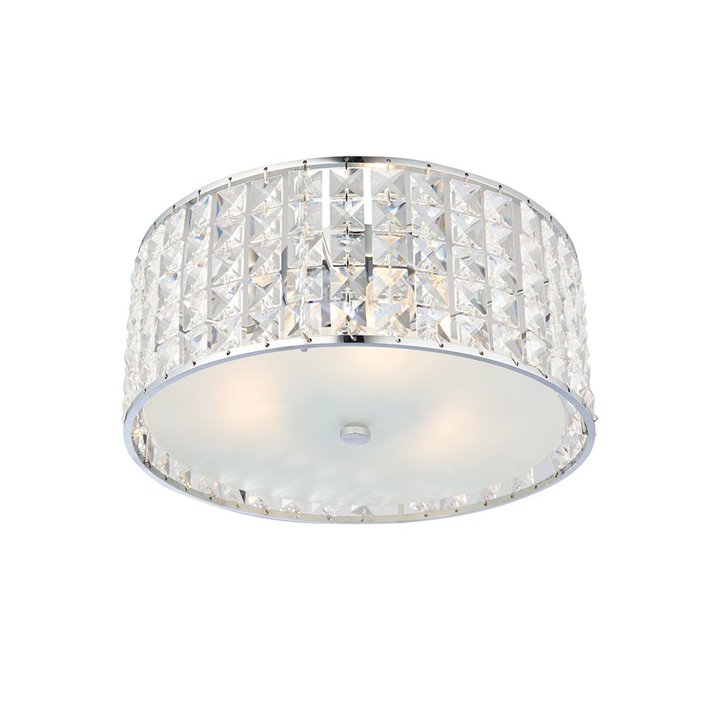Belfont Clear Crystal Bathroom Flush Ceiling Light in Chrome Finish 61252