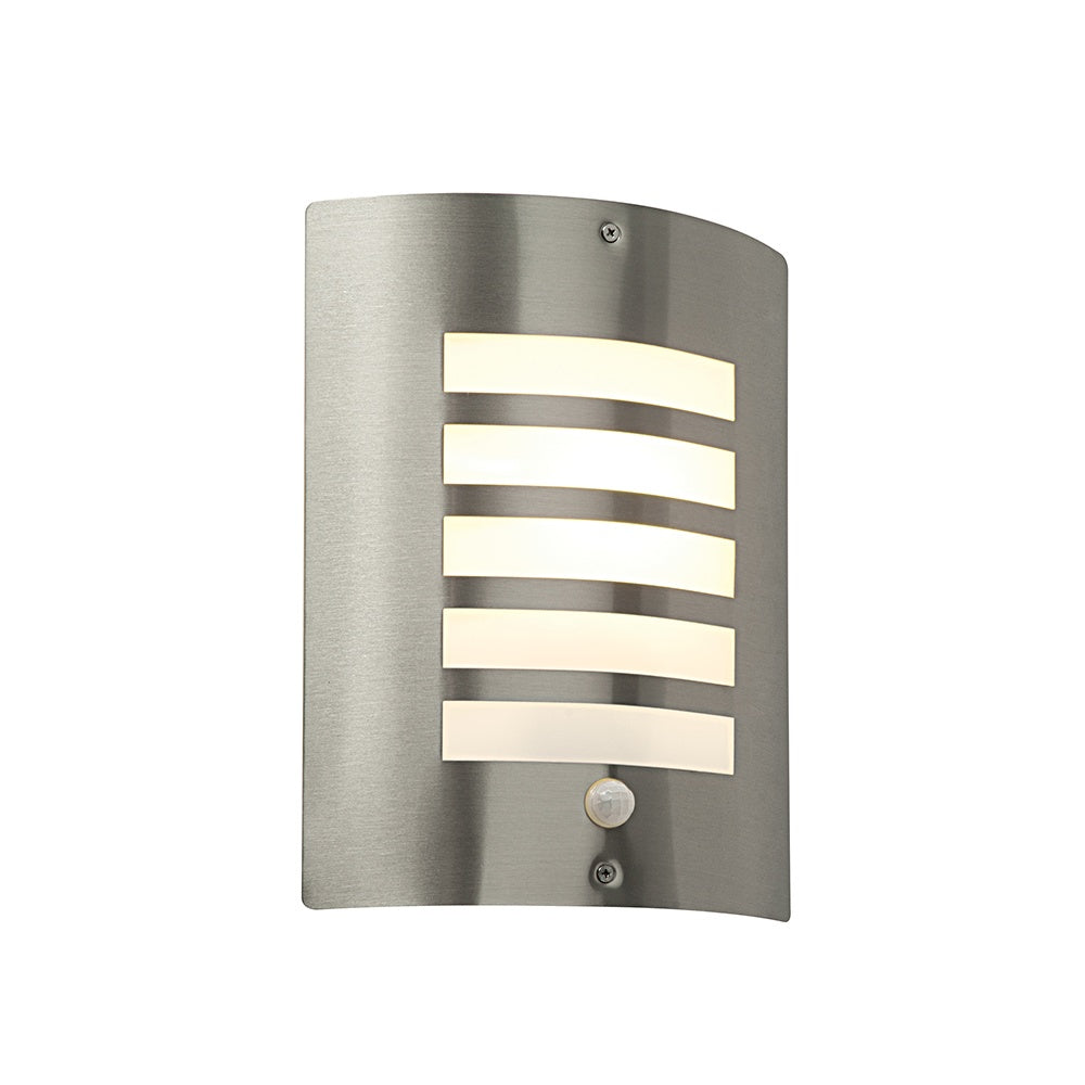 Bianco PIR Exterior Wall Light in Brushed Stainless Steel IP44 ST031FPIR