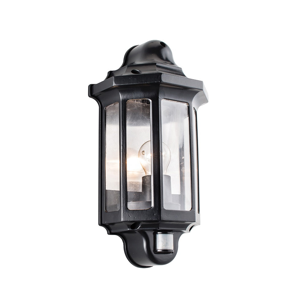 Traditional PIR Exterior Wall Light in Satin Black Paint Finish IP44 1818PIR