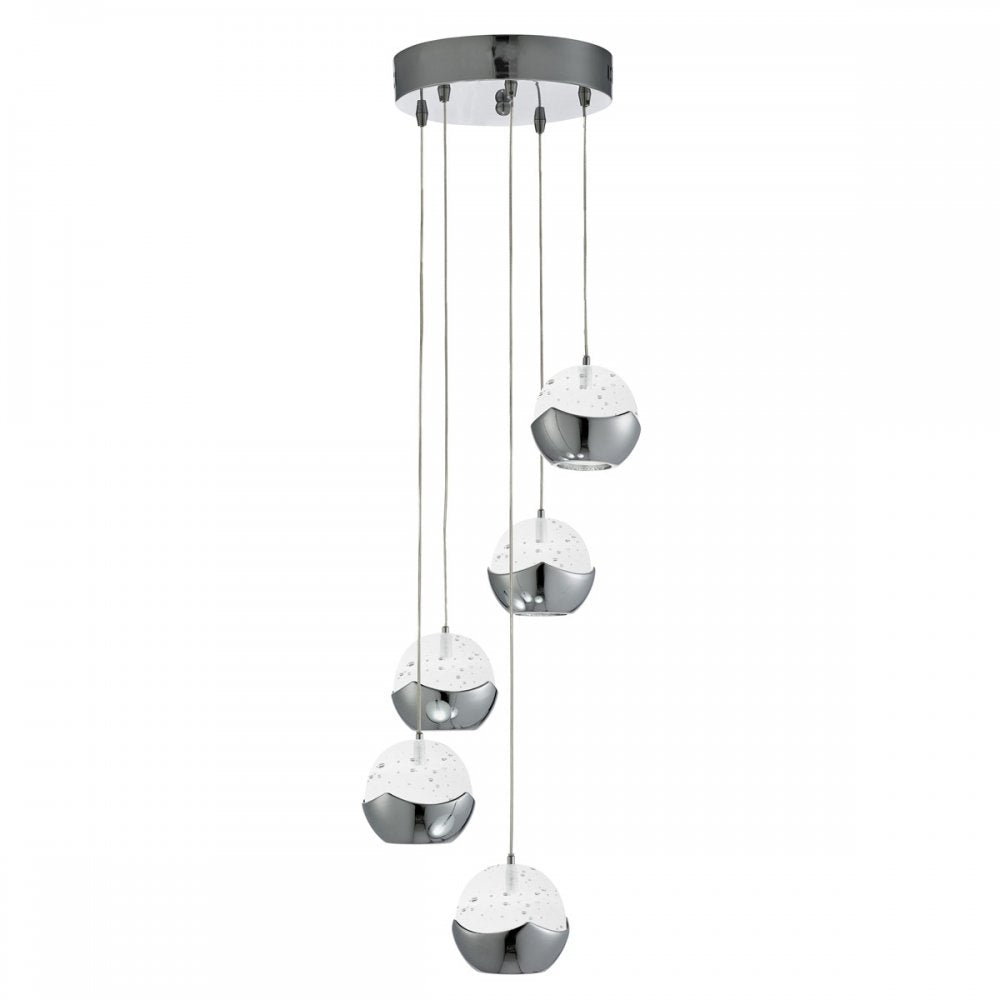 Iceball Modern 5 Light Multi Drop Ceiling Light in Chrome Finish 7355-5CC