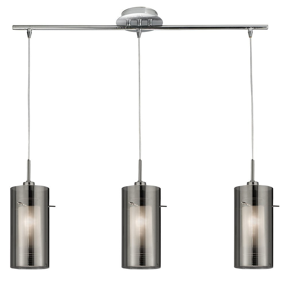 Duo 2 Modern Double Glass Bar Ceiling Light in Chrome Finish 3303-3SM