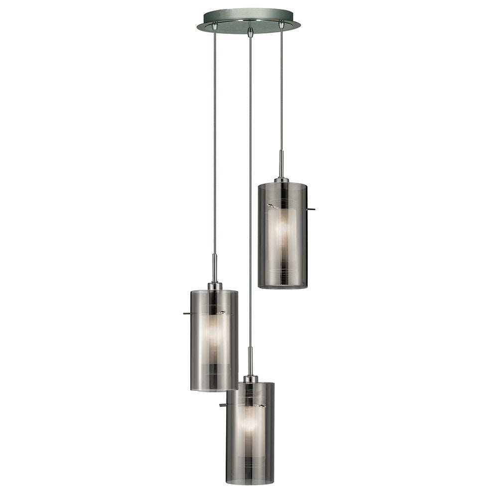 Duo 2 Modern Double Glass Multi Drop Ceiling Light in Chrome Finish 2300-3SM
