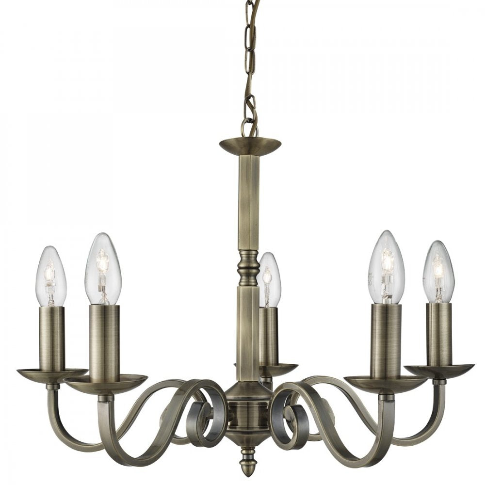Richmond Traditional 5 Light Ceiling Pendant Light in Antique Brass Finish 1505-5AB