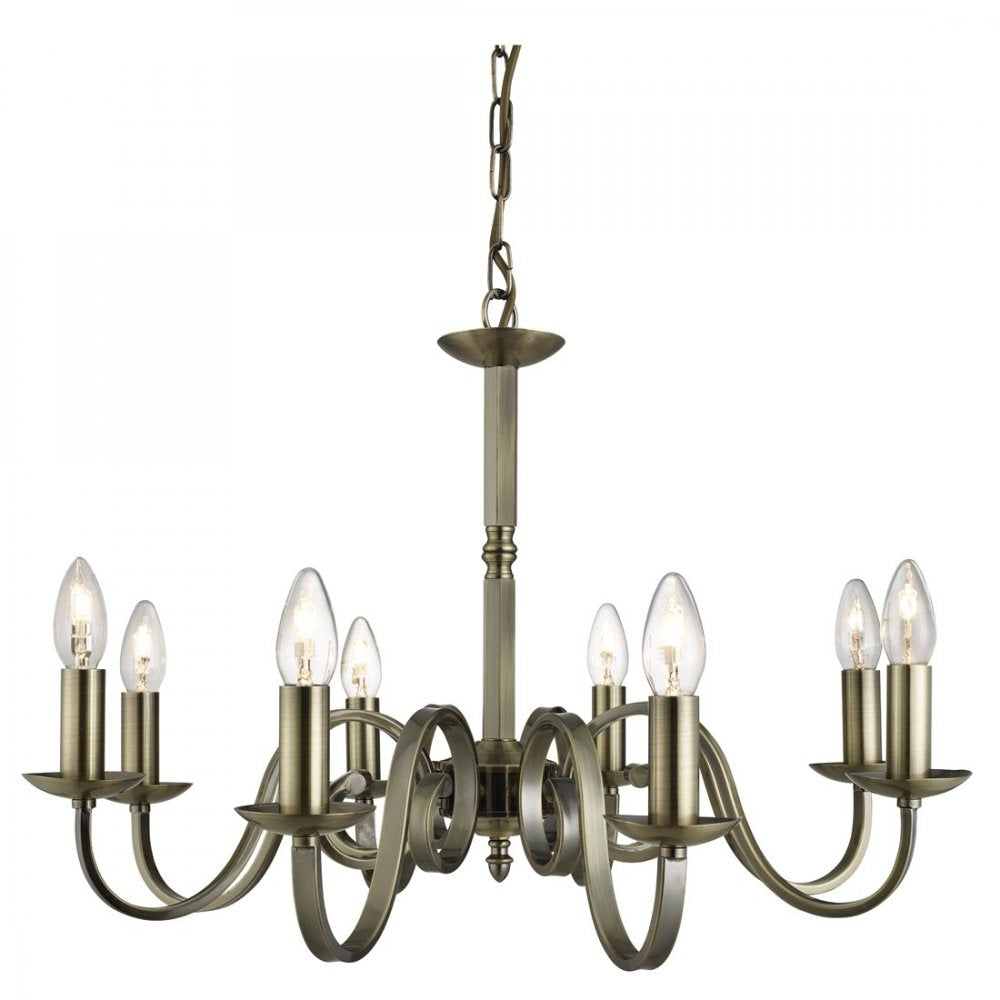 Richmond Traditional 8 Light Ceiling Pendant Light in Antique Brass Finish 1508-8AB
