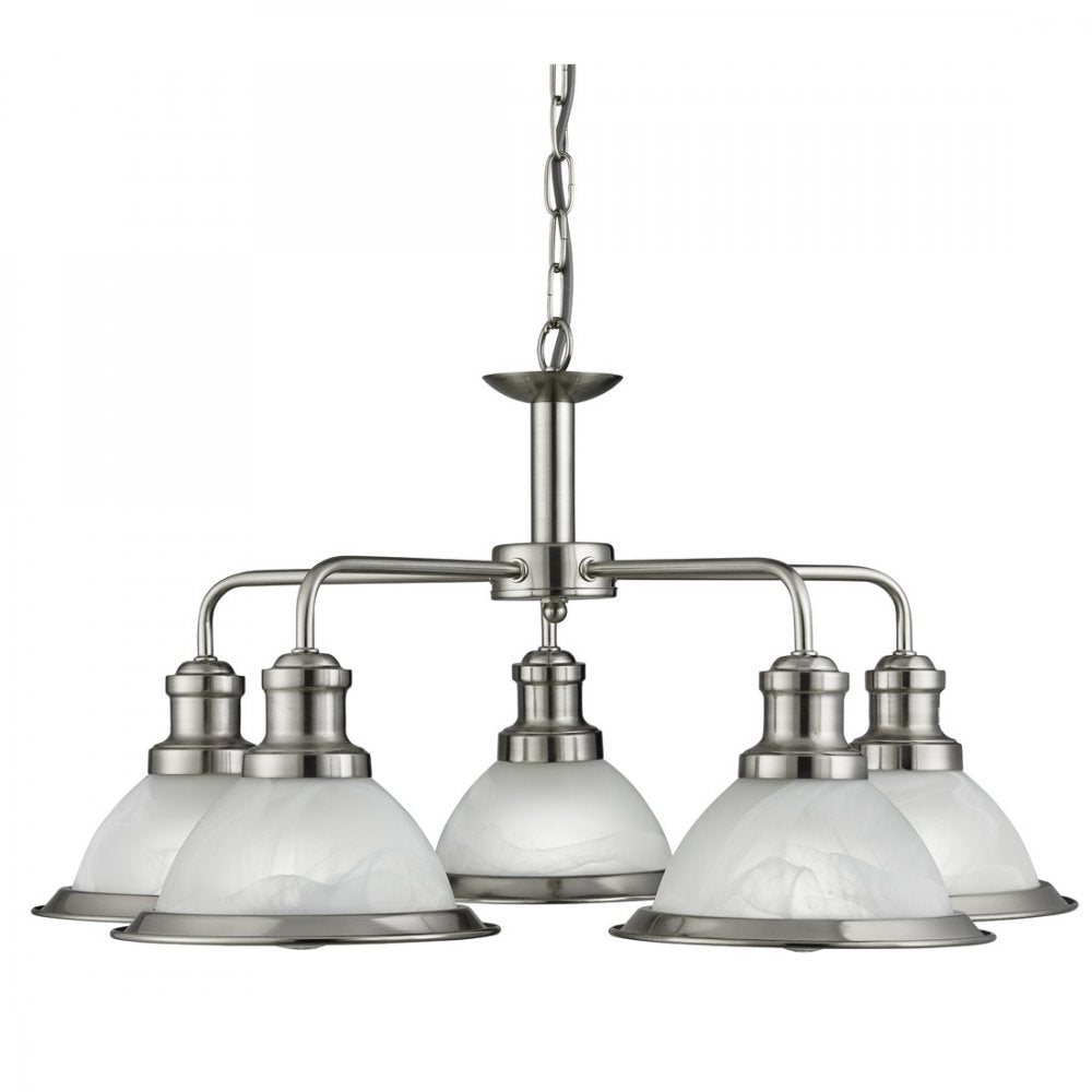 Bistro Retro 5 Light Ceiling Pendant Light in Satin Silver Finish 1595-5SS