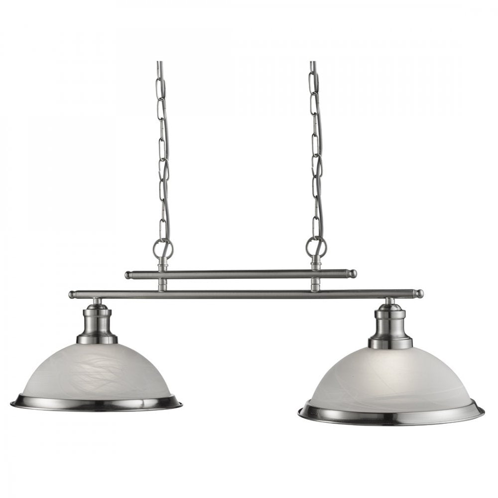 Bistro Retro 2 Light Ceiling Bar Pendant Light in Satin Silver Finish 2682-2SS