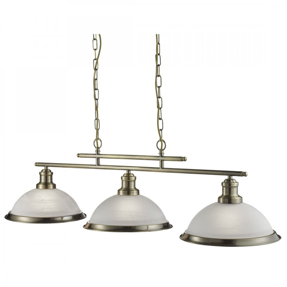 Bistro Retro 3 Light Ceiling Bar Pendant Light in Antique Brass Finish 2683-3AB