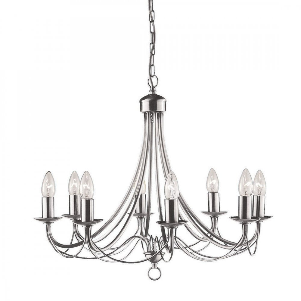 Maypole 8 Light Multi Arm Ceiling Light in Satin Silver Finish 6348-8SS