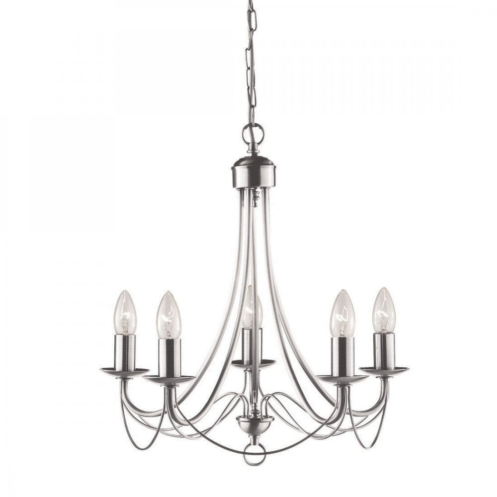 Maypole 5 Light Multi Arm Ceiling Light in Satin Silver Finish 6345-5SS