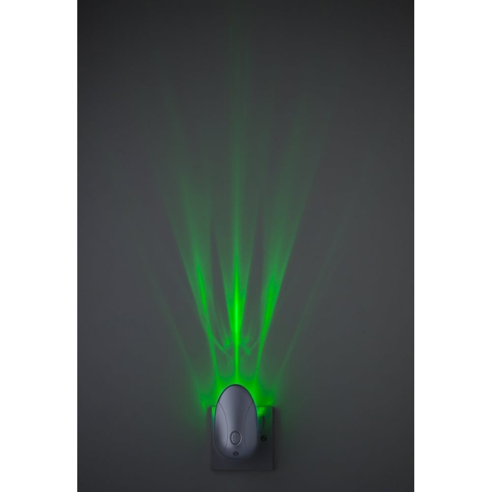 Projector LED Colour Changing Night Light In Silver Finish 8371