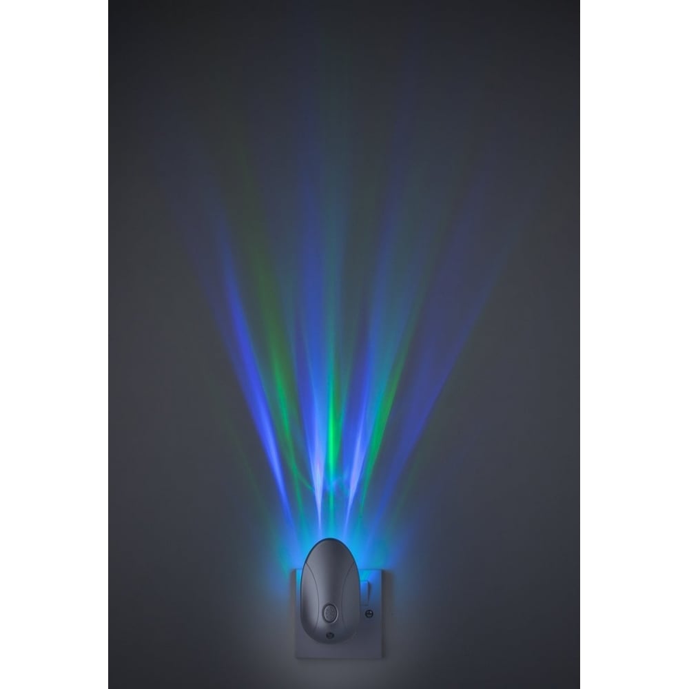 Projector LED Colour Changing Night Light In Silver Finish 8371