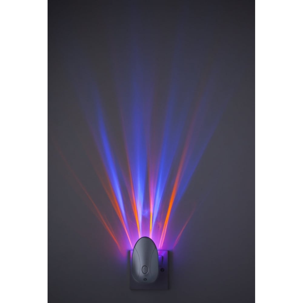 Projector LED Colour Changing Night Light In Silver Finish 8371