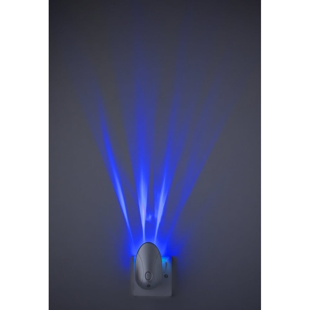 Projector LED Colour Changing Night Light In Silver Finish 8371