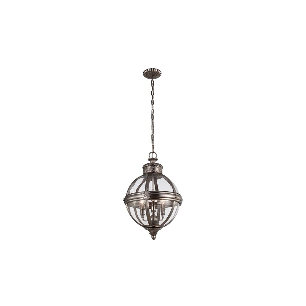 Adams 3 Light Ceiling Pendant Chandelier in Nickel Finish FE/ADAMS/3P ANL