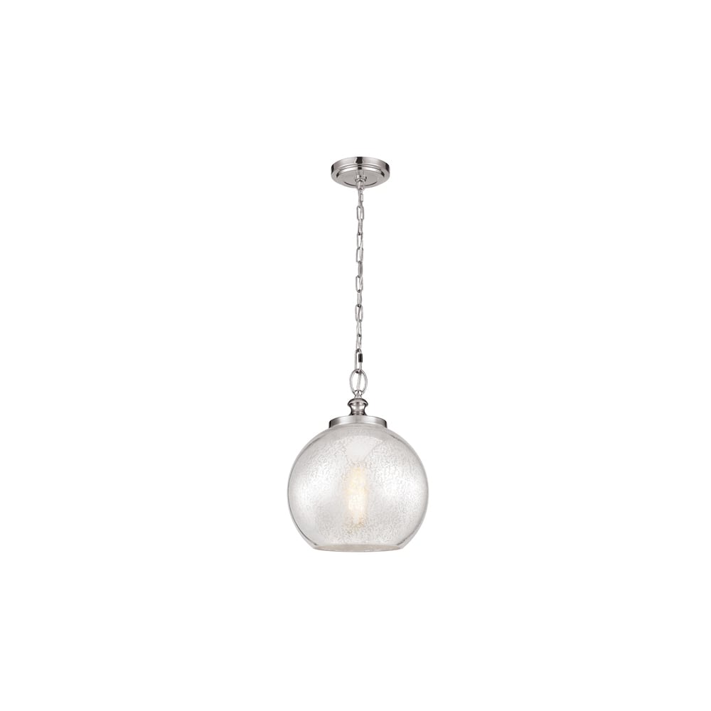 Tabby 1 Light Brushed Steel Spherical Ceiling Pendant FE/TABBY/P/M