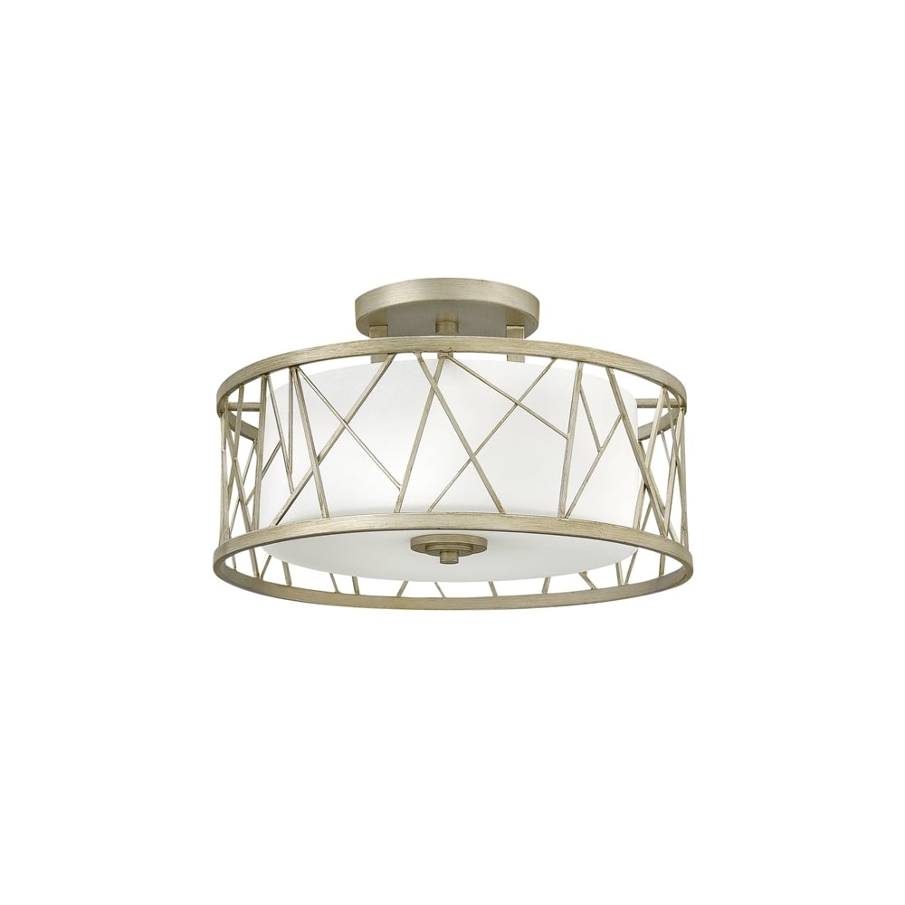 Nest 3 Light Semi Flush Ceiling Light in Silver Leaf Finish HK-NEST-SF-SL