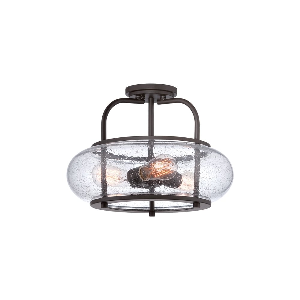 Trilogy 3 Light Vintage Semi Flush Ceiling Light with Glass Shades QZ/TRILOGY/SF/M