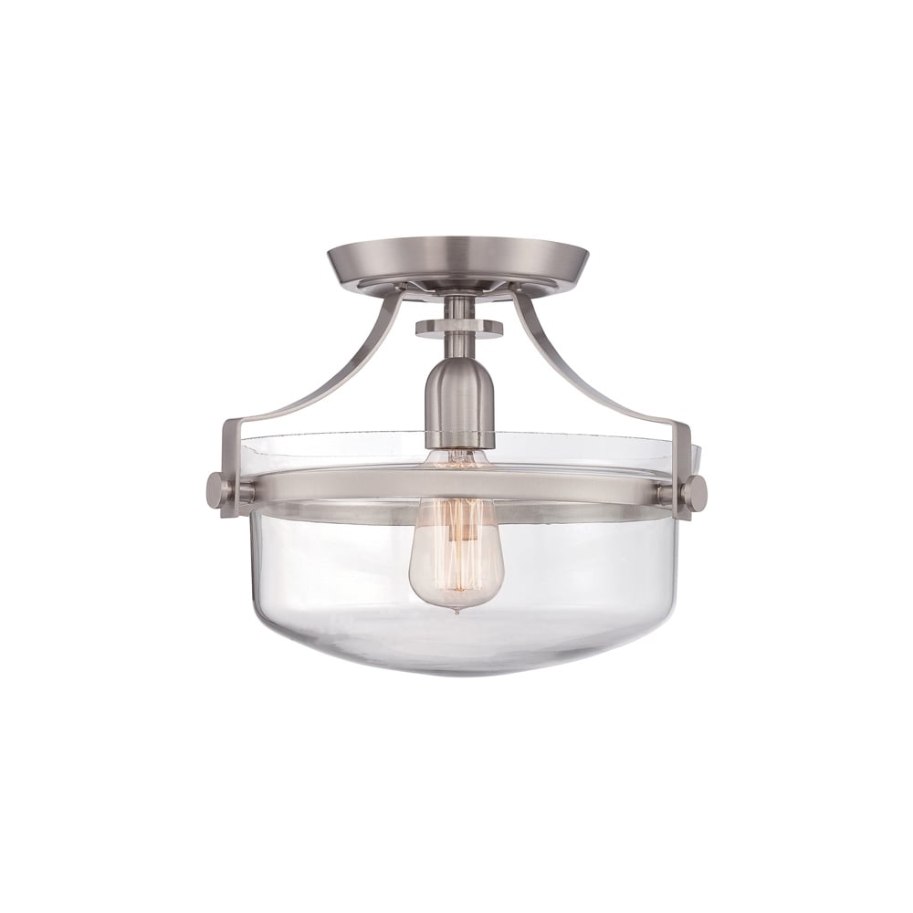 Penn Station Semi Flush Ceiling Light In Brushed Nickel Finish QZ/PENNSTAT/F BN