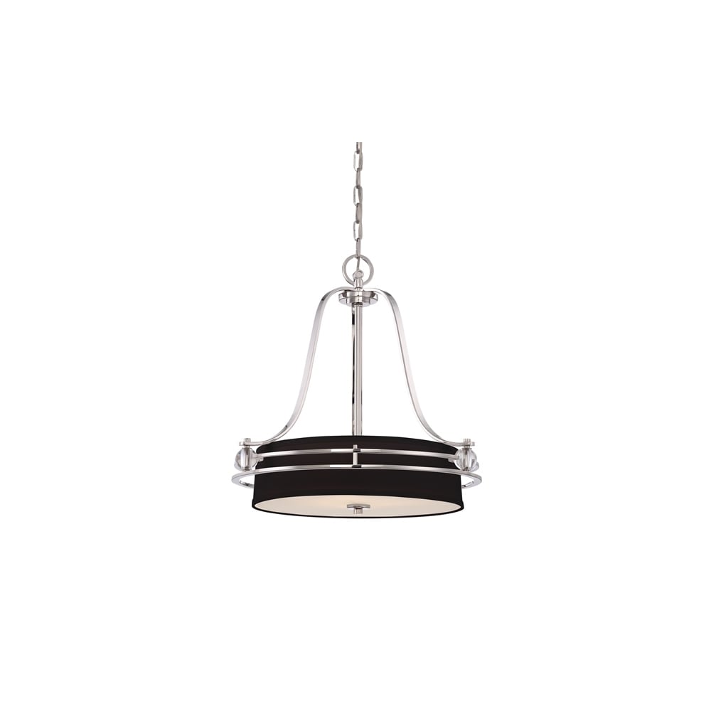 Gotham 4 Light Ceiling Pendant in Silver Finish and Black Shade QZ/GOTHAM/P