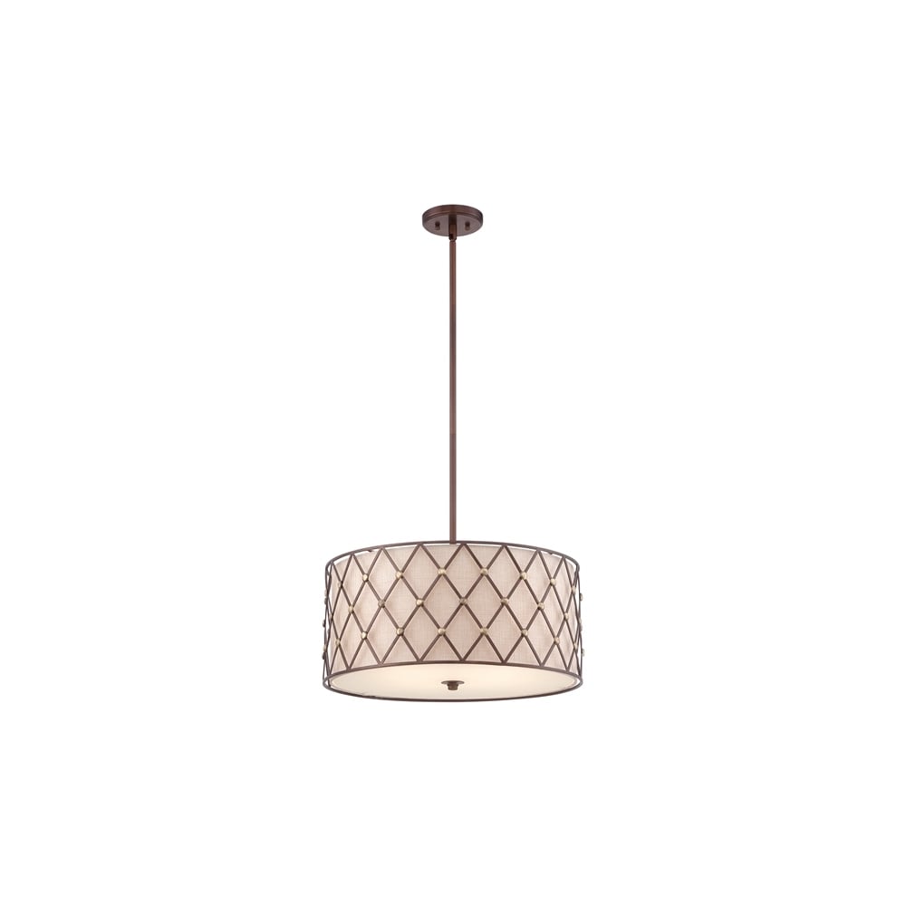 Brown Lattice Large Ceiling Pendant Light in Copper QZ/BROWNLATT/P/L
