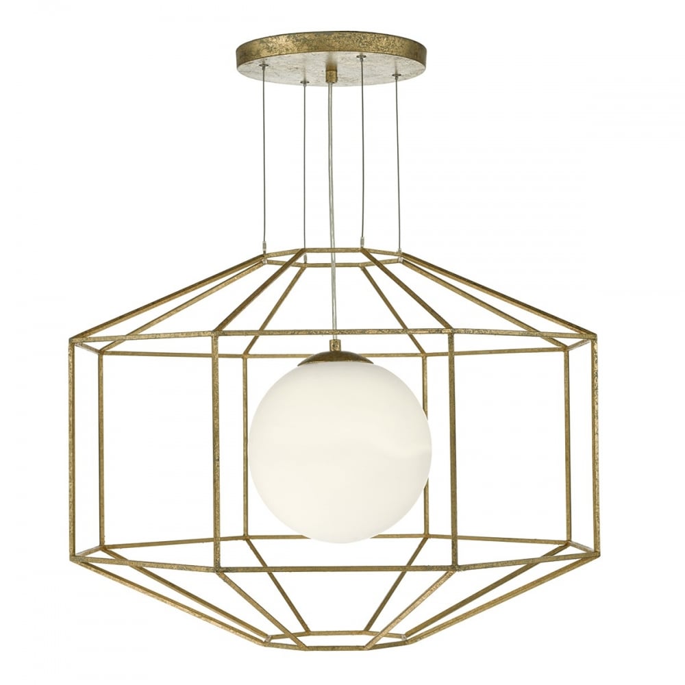 Izmir 1 Light Hexaginal Old Gold Pendant Ceiling Light IZM0135