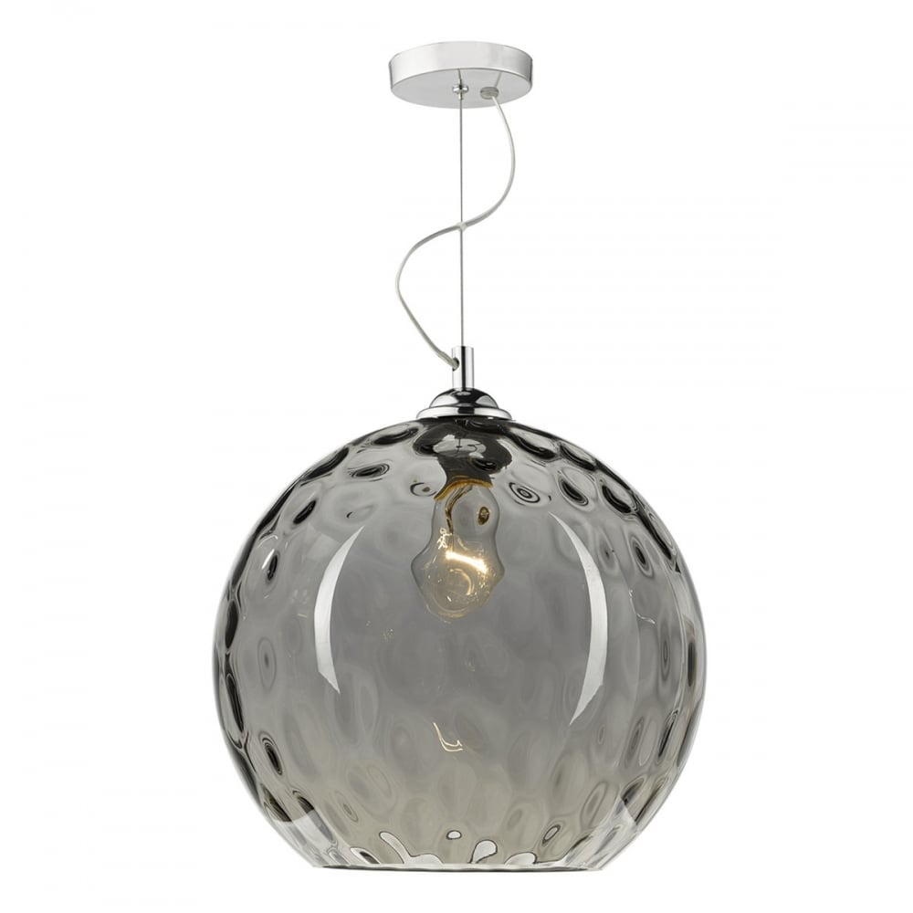 Aulax 1 Light Dimple Smoked Glass Ceiling Pendant Light AUL0110